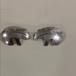 Vintage Spirit Bear Sterling Silver Stud Earrings